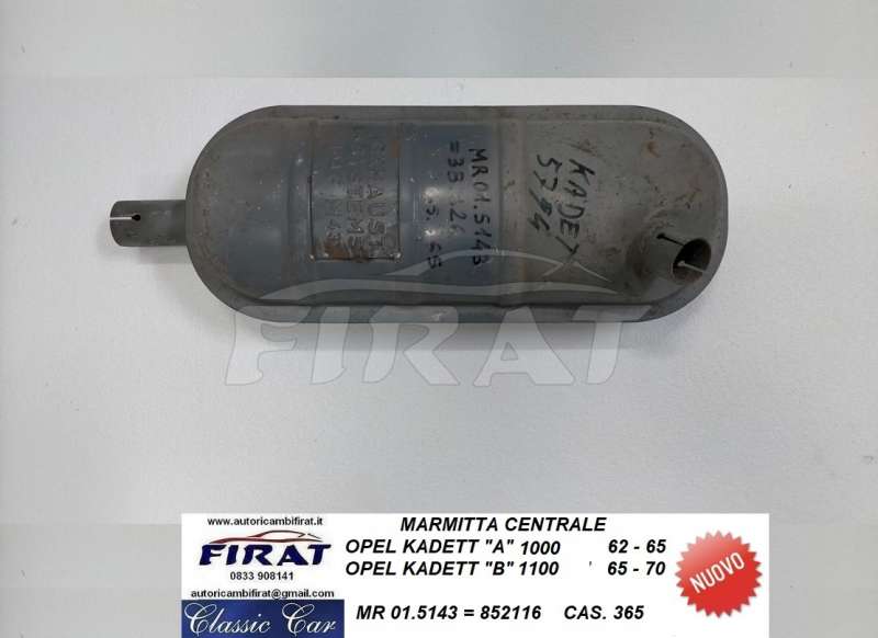 MARMITTA OPEL KADETT "A/B" 62 - 70 CENTR. (01.5143) MARMITTA OPEL KADETT "A/B" 62 - 70 CENTR. (01.5143)